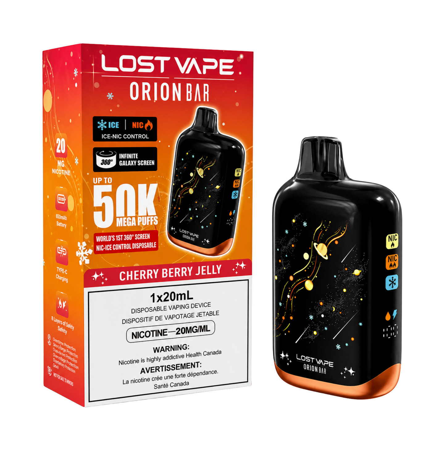Lost Vape Orion Bar 50000 Hits - Pantalla 360°